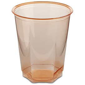 Copo Plastico Hexagonal PS Cristal Laranja 250ml (250 Uds)
