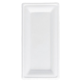 Bandeja Cana-de-açúcar Bagaço Branco 25,5x12,7 cm (50 Uds)