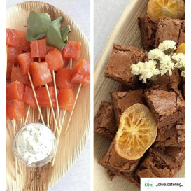 Bandeja oval de folha de palmeira 26x16x2,5cm (25 Unidades)