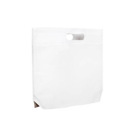 Saco Não Tecido com Asas Vazadas Branco 34+8x26cm (200 Uds)