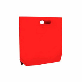 Saco Não Tecido com Asas Vazadas Vermelho 34+8x26cm (200 Uds)