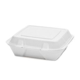 Embalagem Cana-de-açúcar Branco 24x23x7,7cm (50 Uds)
