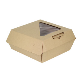Embalagem MenuBox Cartão Kraft com Janela 20x20x8,5cm (55 Uds)
