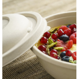 Tigela Cana-de-açúcar "Buddha" com Tampa 750ml Ø17x17cm (90 Uds)