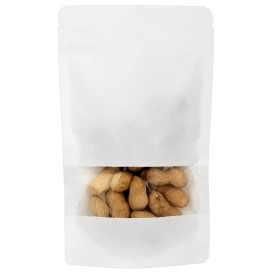 Saco DoyPack Fecho Zip e Janela Branco  25+12x35cm (50 Uds)