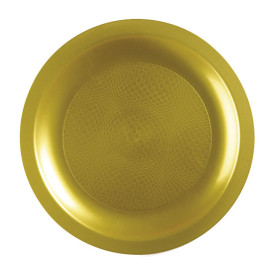 Prato Plastico Raso Ouro Round PP Ø185mm (25 Uds)