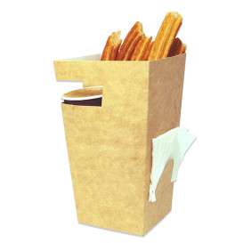 Caixa Cartão para Churros com Chocolate Kraft 78x78x179mm (25 Uds)