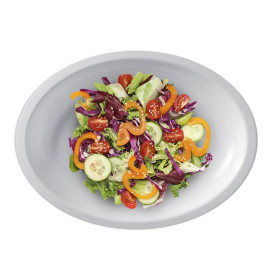 Bandeja Dura Reutilizável Oval Branco "Round" PP 31,5x22cm (300 Uds)