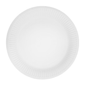 Prato de Cartão Redondo "Radial" Branco Ø18cm 200gr/m² (50 Uds)