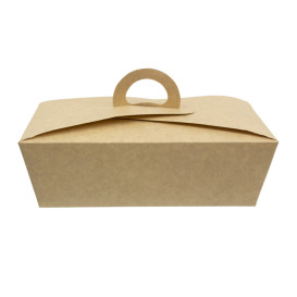 Caixa TakeAway com alça Kraft 20x10x7cm (20 Uds)